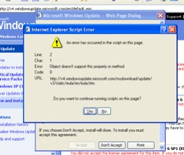 Windows Update giving a script error